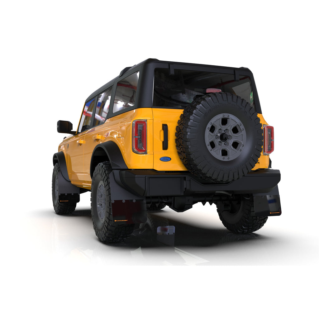 21-22 Ford Bronco (Plstc Bmpr + Rr - No Rptr/Sprt) Blk Mud Flap W/Cy Orange Logo