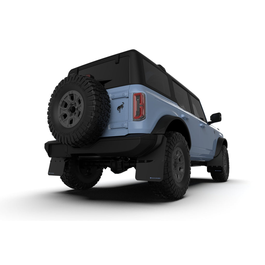 21-22 Ford Bronco (Steel Bmpr + Rb - No Rptr/Sprt) Blk Mud Flap W/Area Blue Logo