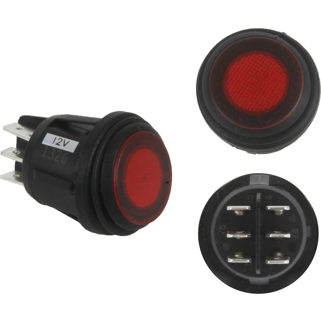 3 Position Rocker Switch (On/Off/Backlight), Red