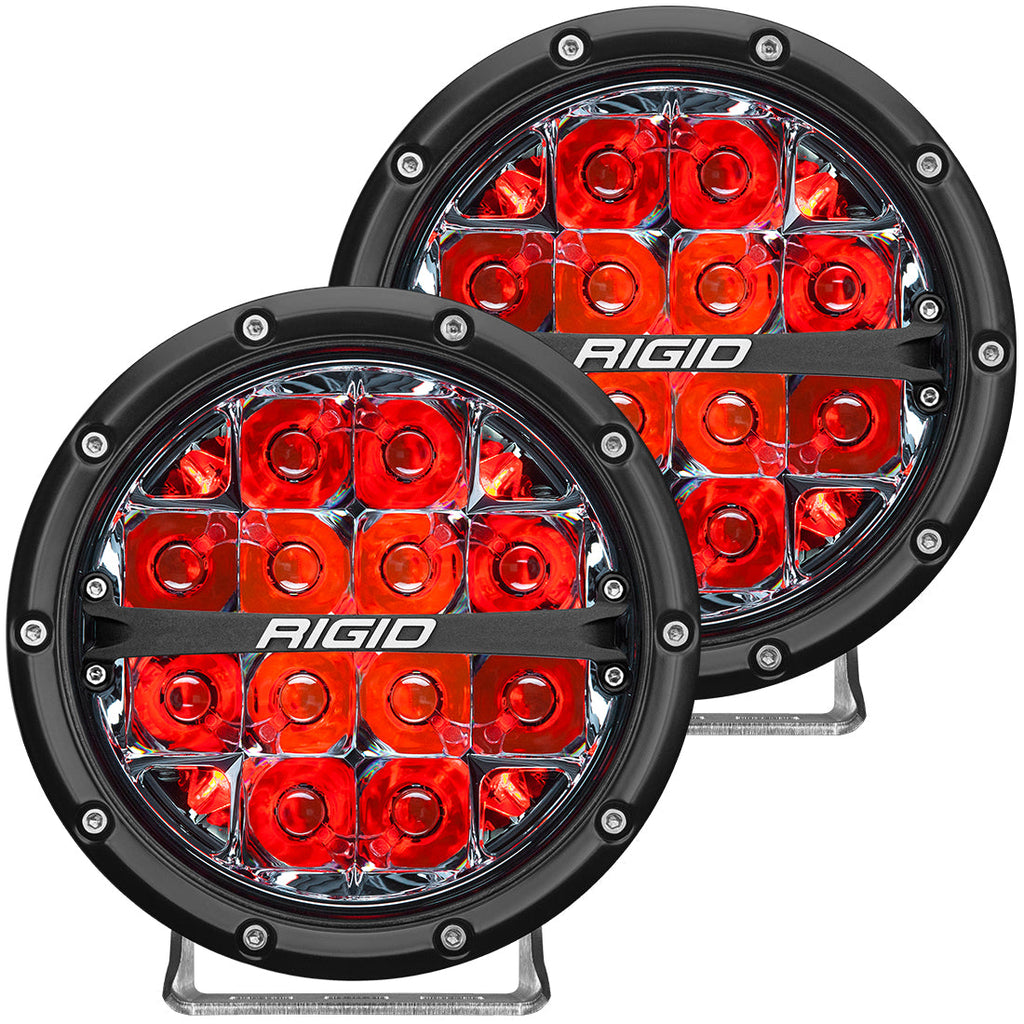 360-Series 6" Off-Road LED Light, Spot Beam, Red Backlight, Pair