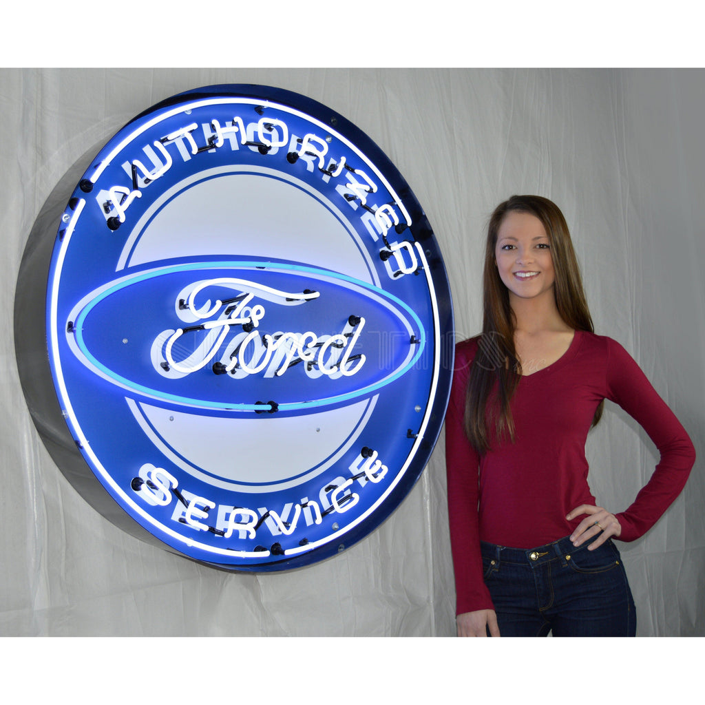 Authorized Ford Service Neon Sign in Steel Can (36")