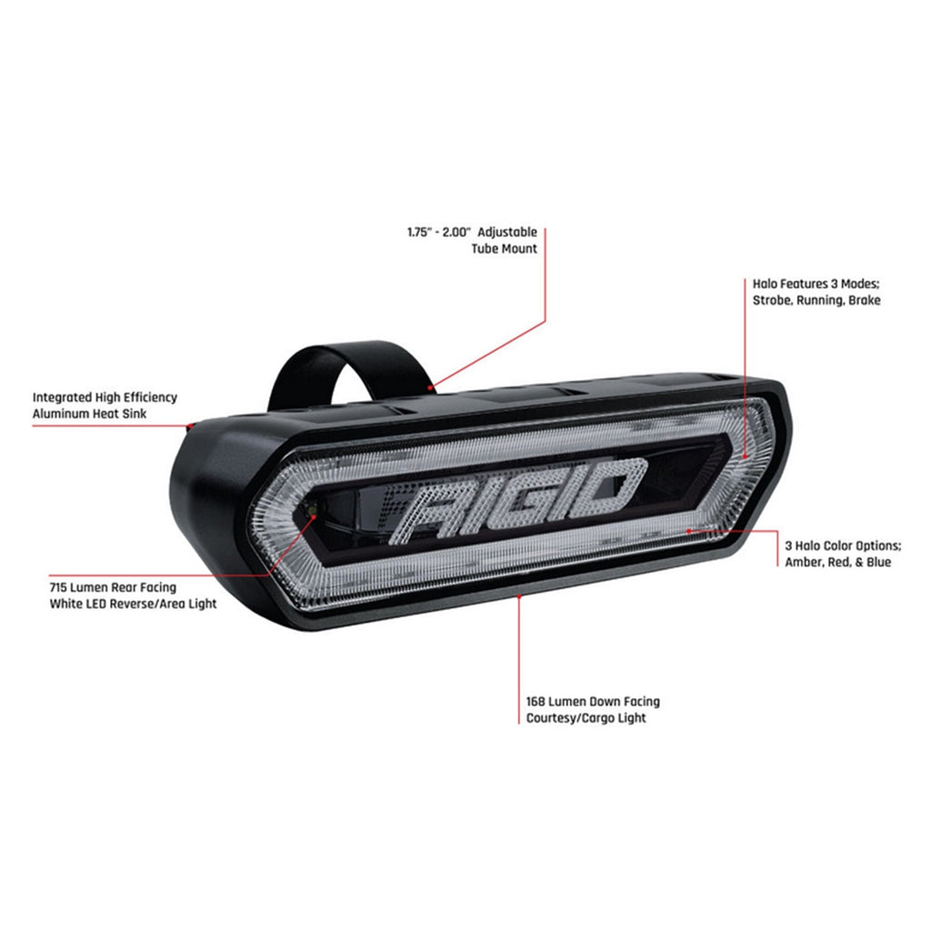 Chase, Rear Facing 5 Mode LED Light, Red Halo, Black Housing