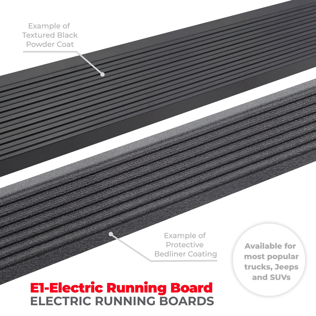 E1 Electric Running Board Kit - Bedliner Coating (4 Door)