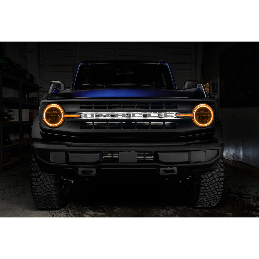 Oracle 21-22 Ford Bronco Headlight Halo Kit W/Drl Bar - Base Headlights Colorshift -W/No Controller