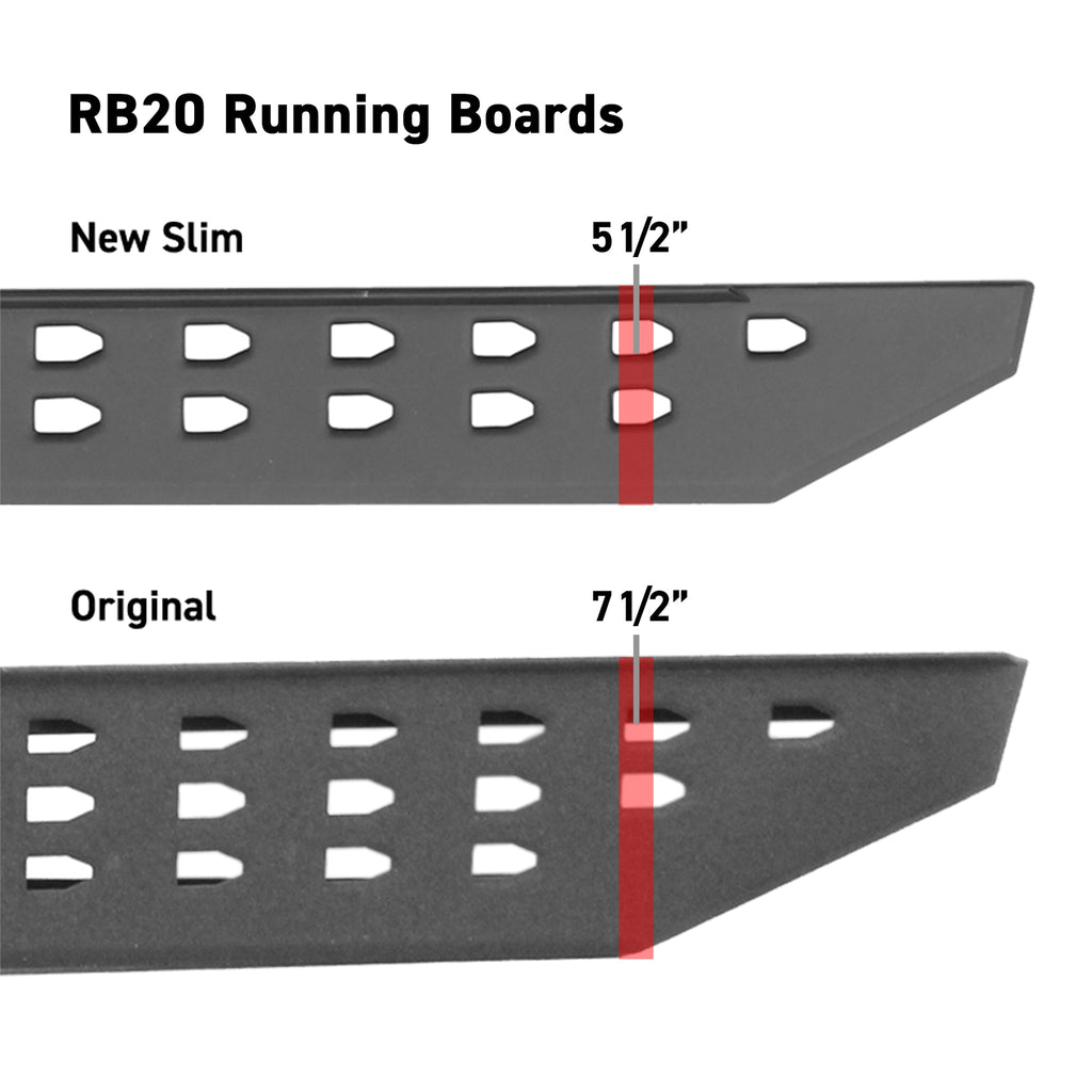 RB20 Slim Line Running Boards - 57" Long - Boards Only - Textured Black (2 Door)
