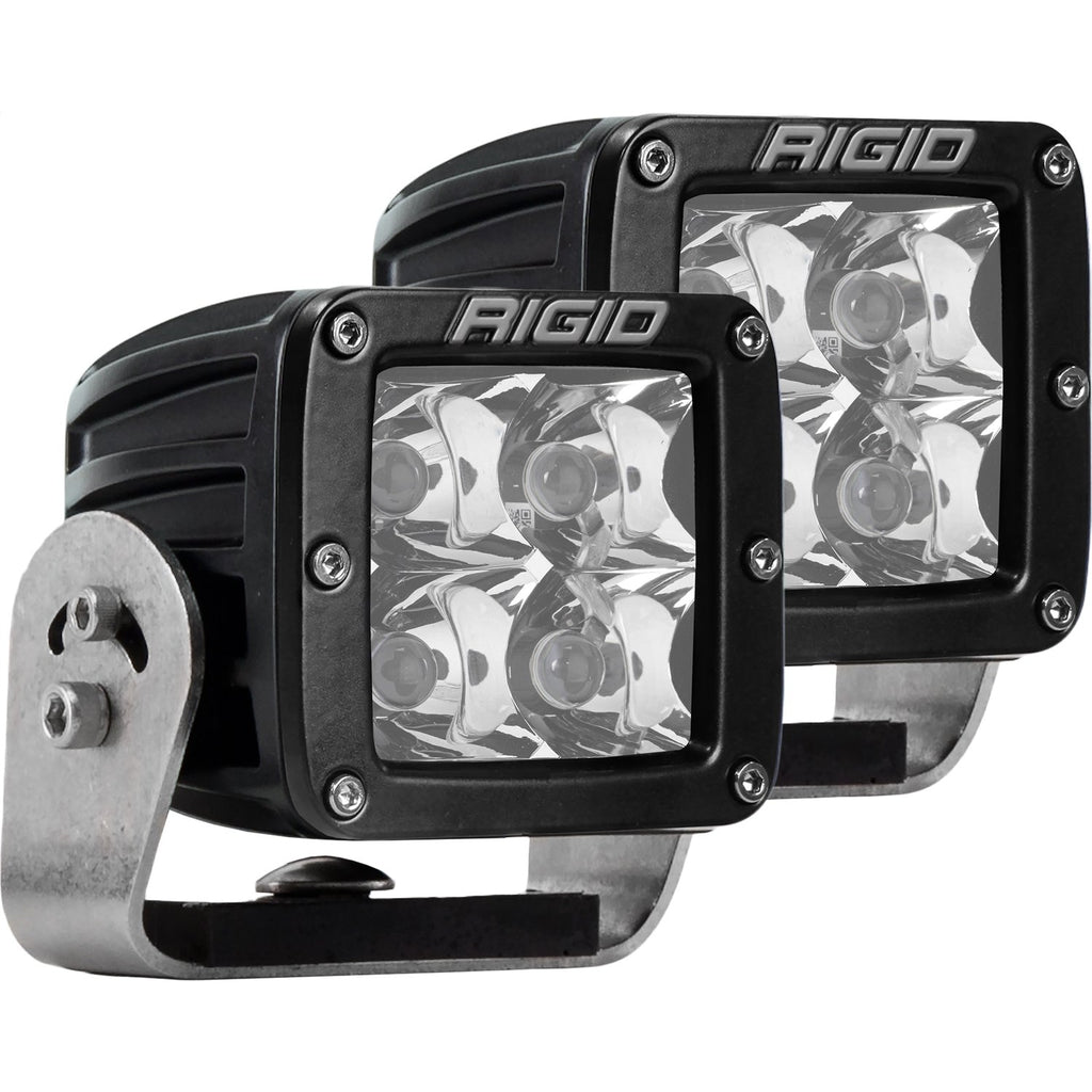 Rigid D-Series Pro Led Light, Spot Optic, Heavy Duty, Black Housing, Pair