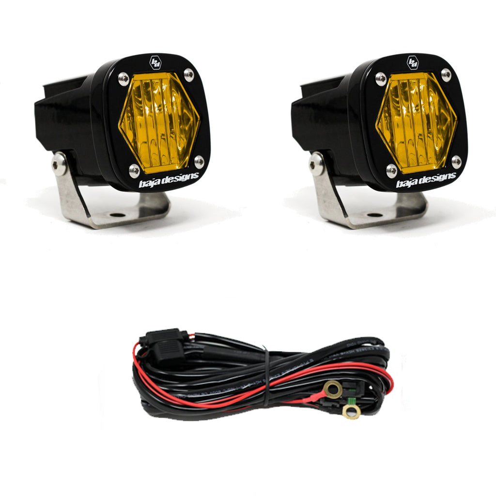 S1 Black LED Auxiliary Light Pod Pair - Amber