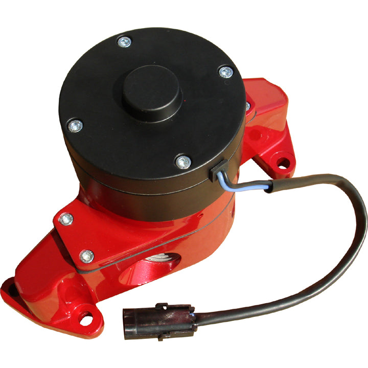 SBF Aluminum Electric Water Pump - Fittings Included; Red Powdercoat