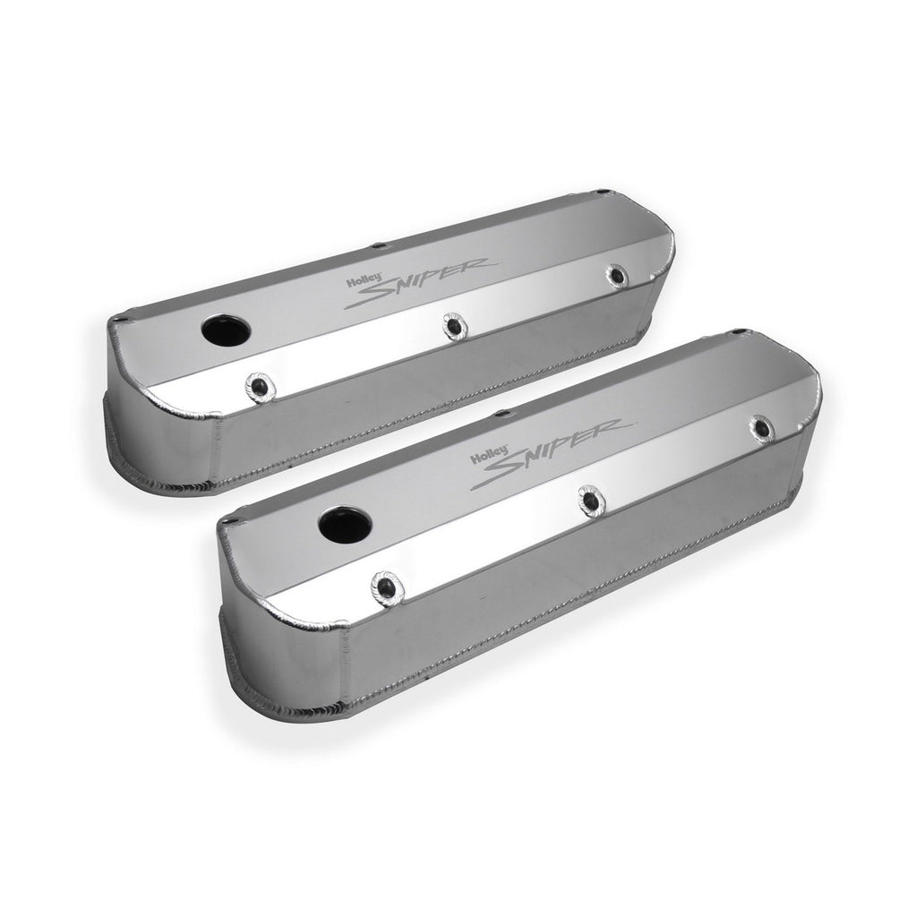 SBF Sniper Fabricated Aluminum Valve Covers - Tall with Tapered Edge, 1/4" Thick Billet Rail - Natural Anodized