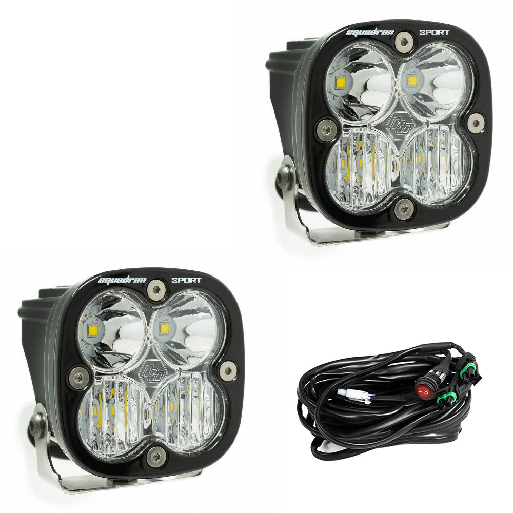 Squadron Sport Black Driving/Combo LED Auxiliary Light Pod Pair - Clear